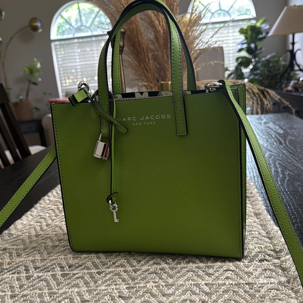 Marc Jacobs Green Structured Tote with Silver Hardware